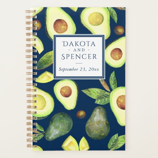 Avocado Blossom | Rustic Navy Blue Pattern Planner (Voorkant)