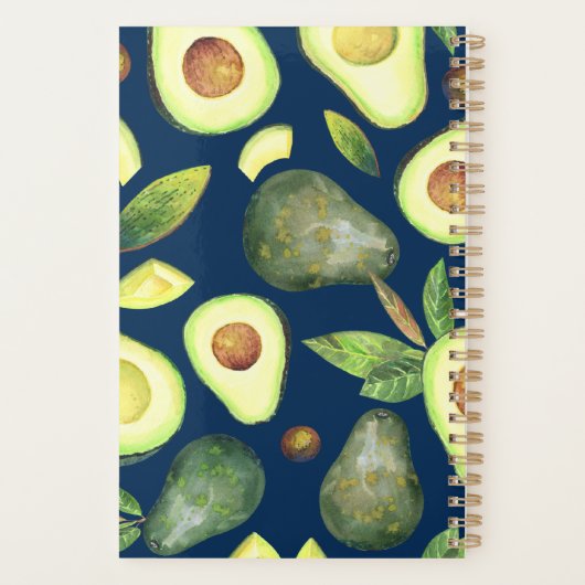 Avocado Blossom | Rustic Navy Blue Pattern Planner (Achterkant)