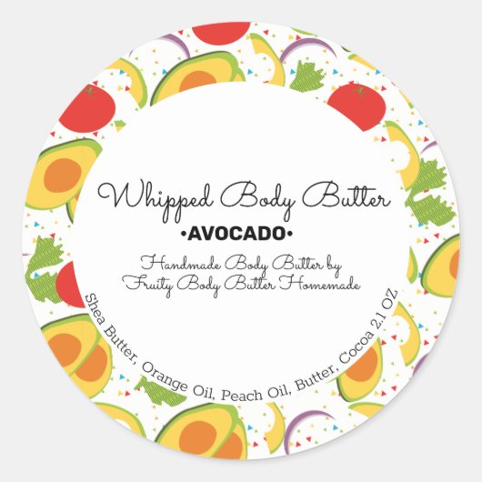 Avocado Body Butter Bath Branding Packaging Ronde Sticker (Voorkant)