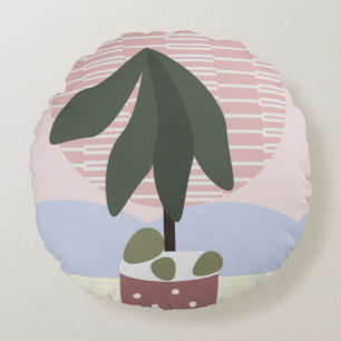 Avocado Boom Rode Geometrische Roze Groene Rond Kussen