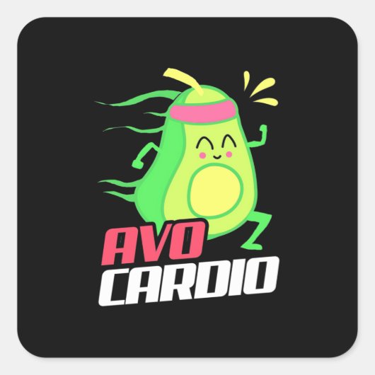 Avocado Cardio Exercise Vierkante Sticker (Voorkant)