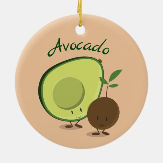 Avocado Characters Food Keramisch Ornament (Achterkant)