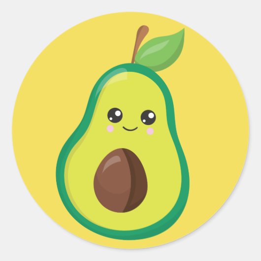 Avocado Charm Ronde Sticker (Voorkant)