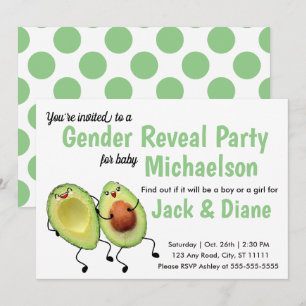 Avocado Couple Gender Reopenbaart uitnodiging