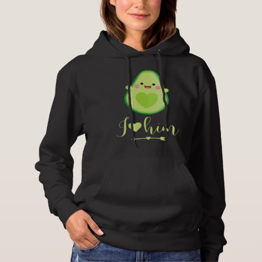 Avocado couple I love him partner Valentine s Day Hoodie (Voorkant)
