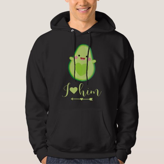 Avocado couple I love him partner Valentine s Day Hoodie (Voorkant)