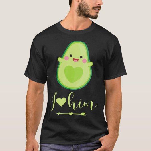 Avocado couple I love him partner Valentine s Day T-shirt (Voorkant)