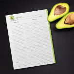 Avocado Culinaire Recipe Notitieblok<br><div class="desc">Een eenvoudig notitieblok met avocado voor de organisatie van het recept.</div>