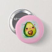 Avocado Cutie - Button, roze Ronde Button 5,7 Cm (Voorkant /achterkant)