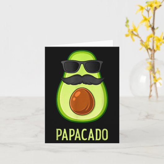 Avocado Dad Papacado Funny Daddy Father Avocado  Kaart (Gele Bloem)