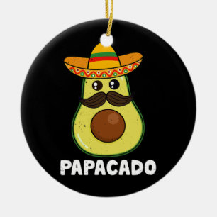 Avocado Dad Vegan Guacamole Papacado Sombrero Keramisch Ornament