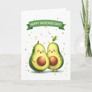 Avocado Day Schattigee Avocado Paar met Banner Kaart