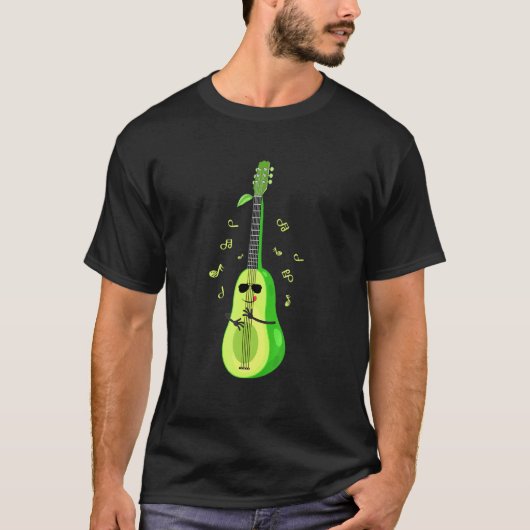 Avocado die gitaar Akoestische Musicus speelt T-shirt (Voorkant)