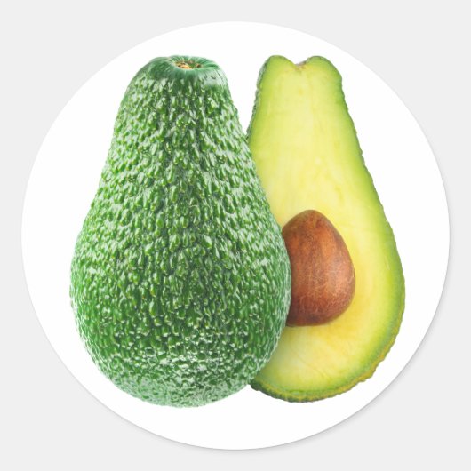 Avocado doorgesneden in helften ronde sticker (Voorkant)