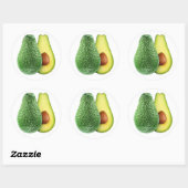 Avocado doorgesneden in helften ronde sticker (Vel)