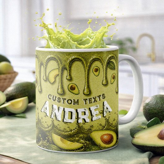 Avocado Drip Retro Favor | Aardse Lichtgroene Naam Koffiemok