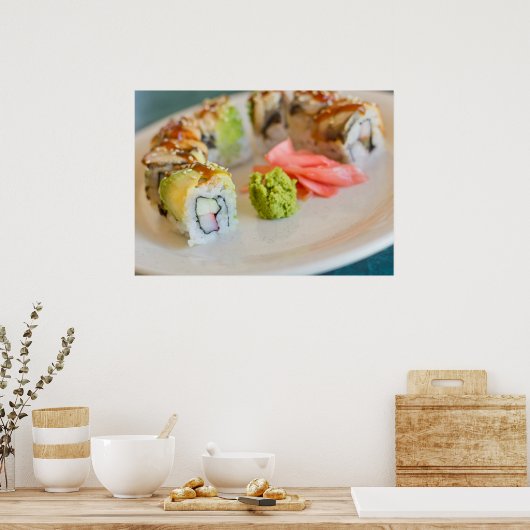 Avocado Eel Sushi Roll Poster (Keuken)