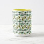 Avocado en Cilantro Salad Pattern Tweekleurige Koffiemok (Center)