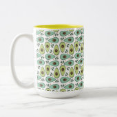 Avocado en Cilantro Salad Pattern Tweekleurige Koffiemok (Links)