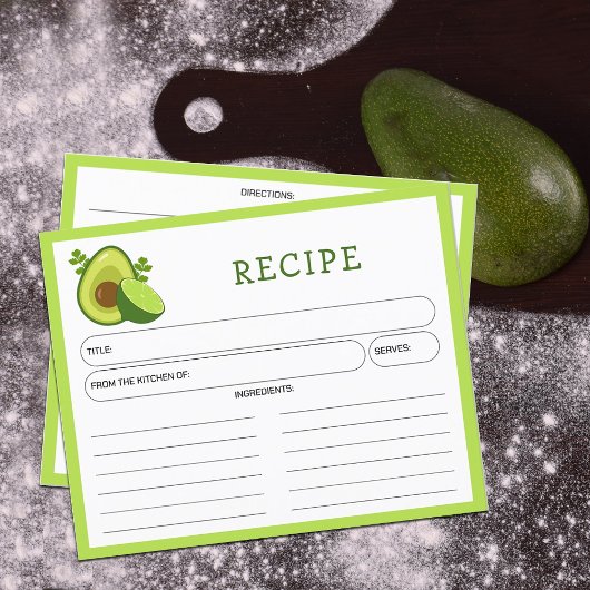 Avocado en Lemon, Citrus Kitchen Recipe Card