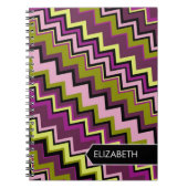 Avocado en Paarse chevron Patroon - Aangepaste naa Notitieboek (Voorkant)