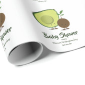 Avocado en Pit Cartoon Baby shower Cadeaupapier (Rol Hoek)