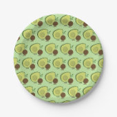 Avocado en Pit Cartoon Character Pattern Papieren Bordje (Voorkant)