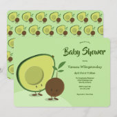 Avocado en Pit Cartoon Food Theme Baby shower Kaart (Voorkant / Achterkant)
