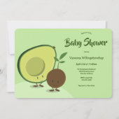 Avocado en Pit Cartoon Food Theme Baby shower Kaart (Voorkant)