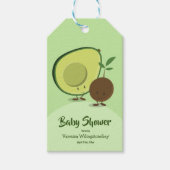 Avocado en Pit Cartoon Karakter Baby shower Cadeaulabel (Voorkant)