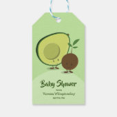 Avocado en Pit Cartoon Karakter Baby shower Cadeaulabel (Achterkant)