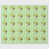 Avocado en Pit Cartoon Karakter Baby shower Cadeaupapier (Vlak)