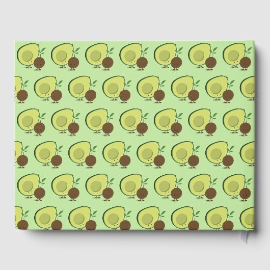 Avocado en Pit Cartoon Karakter Baby shower Gastenboek (Achterkant)