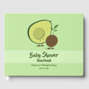 Avocado en Pit Cartoon Karakter Baby shower Gastenboek