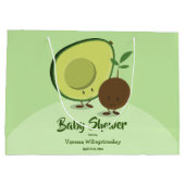 Avocado en Pit Cartoon Karakter Baby shower Groot Cadeauzakje (Achterkant)