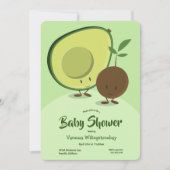 Avocado en Pit Cartoon Karakter Baby shower Kaart (Voorkant)