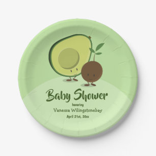 Avocado en Pit Cartoon Karakter Baby shower Papieren Bordje