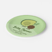 Avocado en Pit Cartoon Karakter Baby shower Papieren Bordje (Gekanteld)