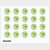Avocado en Pit Cartoon Karakter Baby shower Ronde Sticker (Vel)