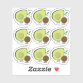 Avocado en Pit Cartoon Karakters Sticker (Vel)