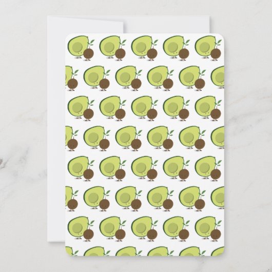 Avocado en Pit Cartoon White Green Baby shower Kaart (Achterkant)