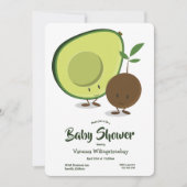 Avocado en Pit Cartoon White Green Baby shower Kaart (Voorkant)