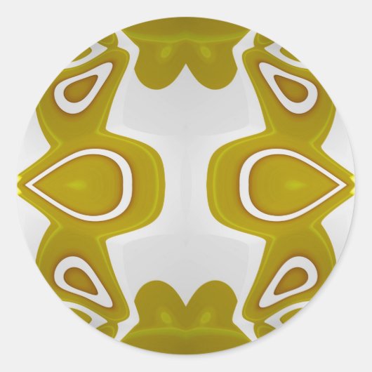 ~ avocado en witte fractal ~ ronde sticker (Voorkant)
