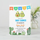 Avocado feest blauwe thema voor baby shower kaart (Staand voorkant)