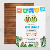 Avocado feest blauwe thema voor baby shower kaart (Voorkant / Achterkant)