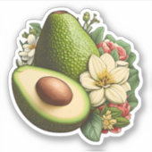 Avocado Floral esthetisch kunstwerk Vegan Sticker (Voorkant)