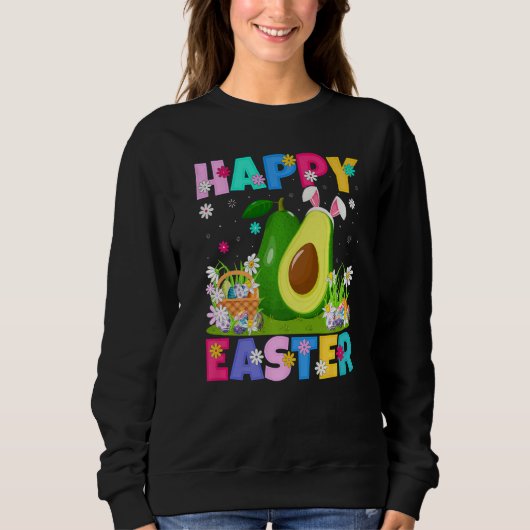 Avocado Fruit Happy Paaster Bunny Avocado Easter S Trui (Voorkant)