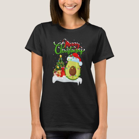 Avocado Fruit  Xmas Decorations Santa Avocado Chri T-shirt (Voorkant)