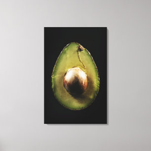 Avocado,Fruit,Zwarte achtergrond Canvas Afdruk