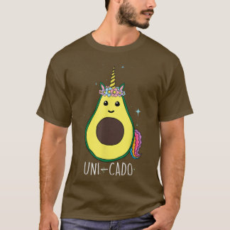 Avocado gecombineerd met Unicorn Cute Party UniCad T-shirt